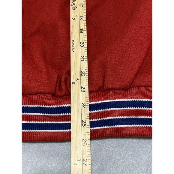 OMNI SPORTS Men's WOOL / LEATHER SLEEVE RED/BLUE VARSITY LETTERMAN JACKET - S - Picture 12 of 12